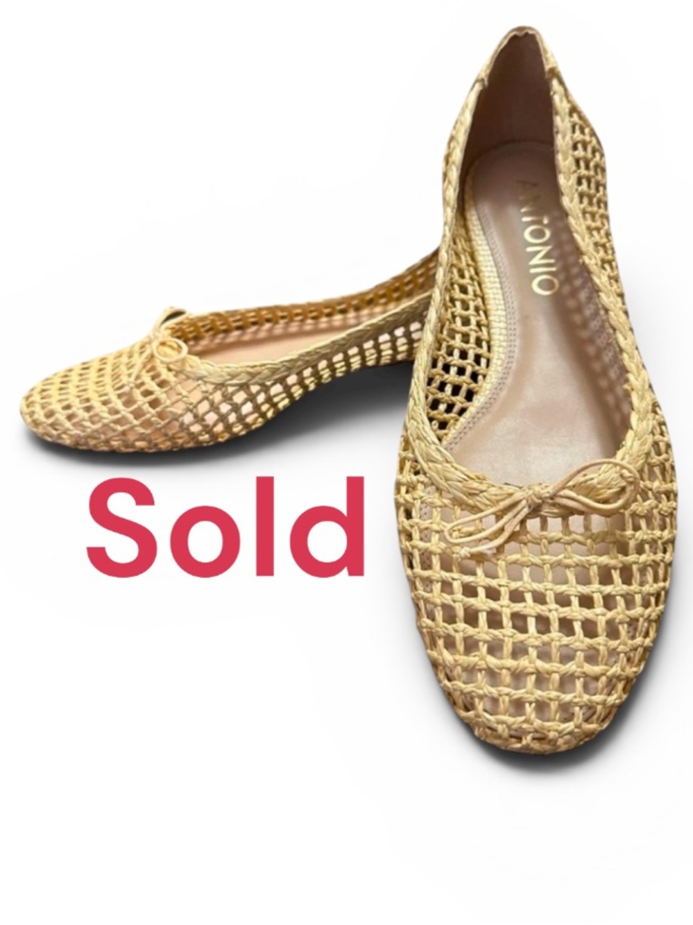 Antonio Melani Roselie Woven Light Tan / Cream Ballet Flats  Women's Size 8.5